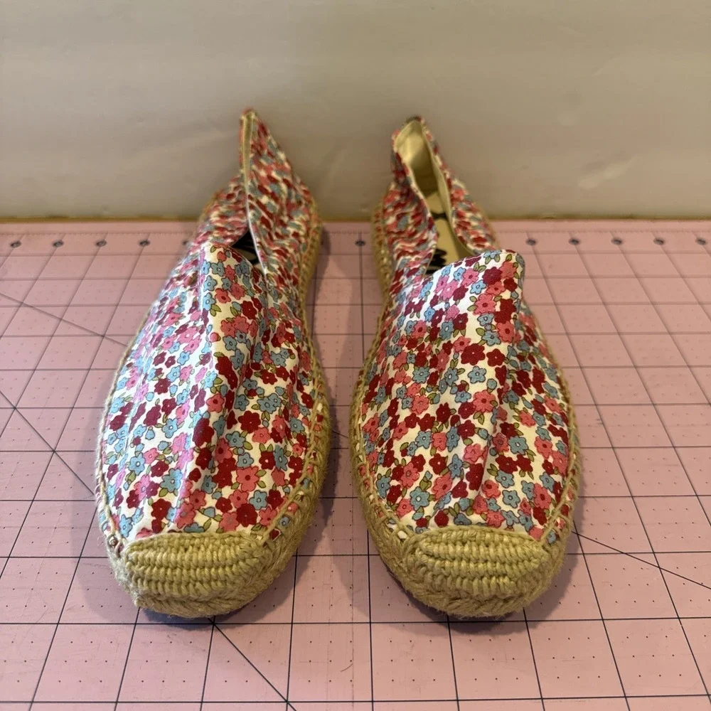 Sam Edelman Verona Canvas Floral Espadrille Slide Loafer‎ Red Pink Size 9
